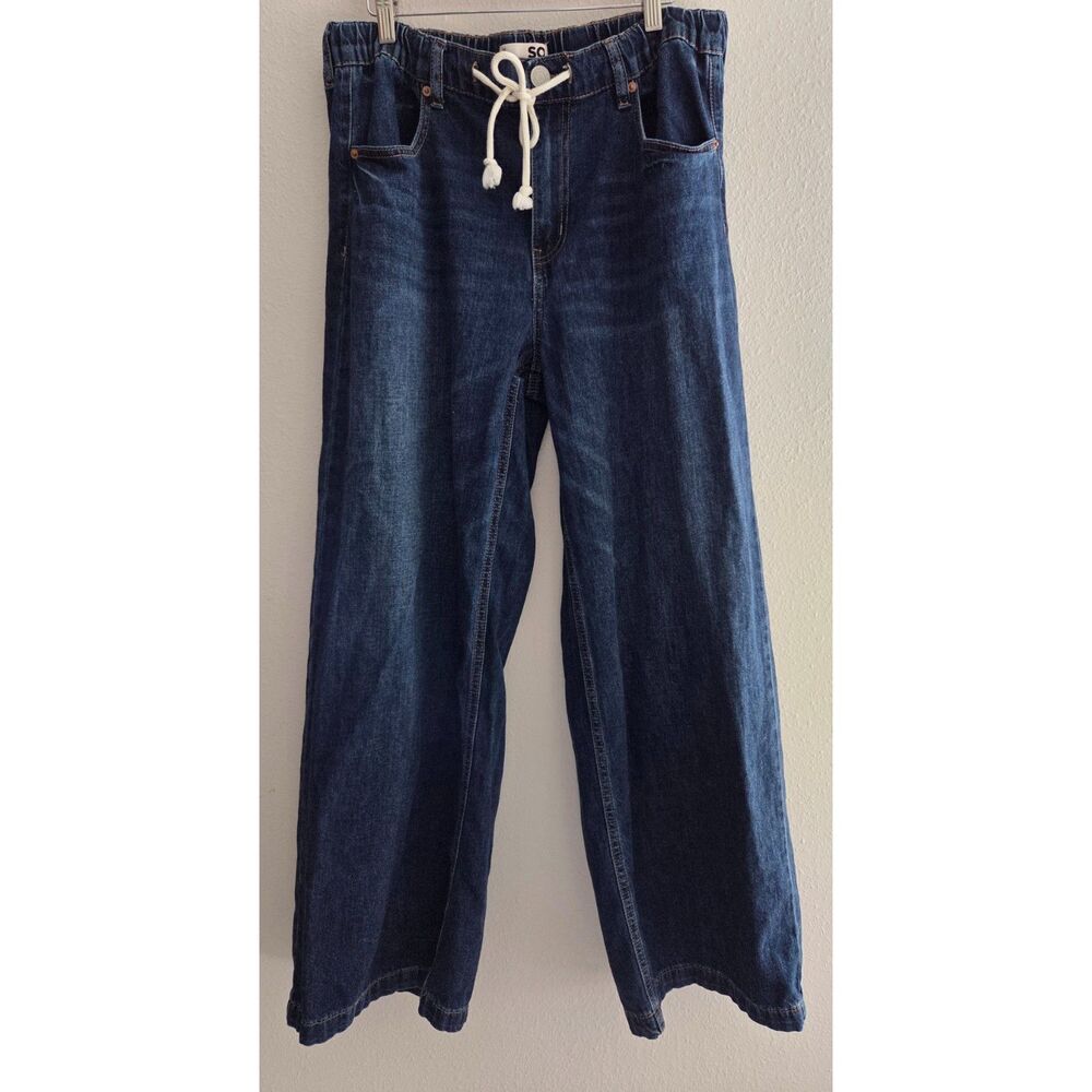 SO Jeans Girls M 7-9 Pull On Pants Elastic Waist Brown Striped Cropped Casual